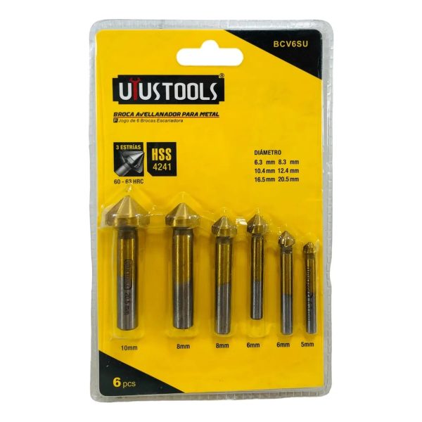 JUEGO DE 6 BROCAS AVELLANADORAS PARA METAL UYUSTOOLS - Imagen 3