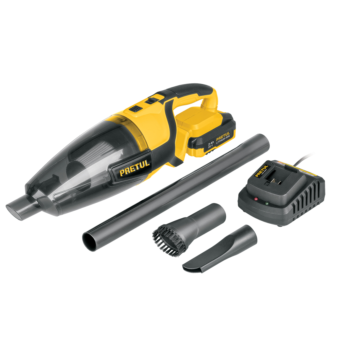 ASPIRADORA PARA AUTO 20 V 1 BATERIA 2 AH PRETUL