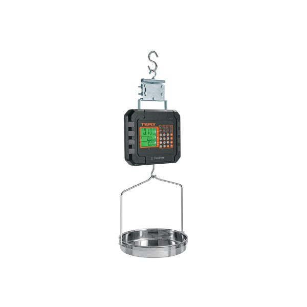 BASCULA ELECTRONICA COLGANTE RECARGABLE CON CHAROLA 40 KG TRUPER