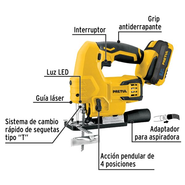 SIERRA CALADORA 20 V 1 BATERIA 2 AH PRETUL - Imagen 2