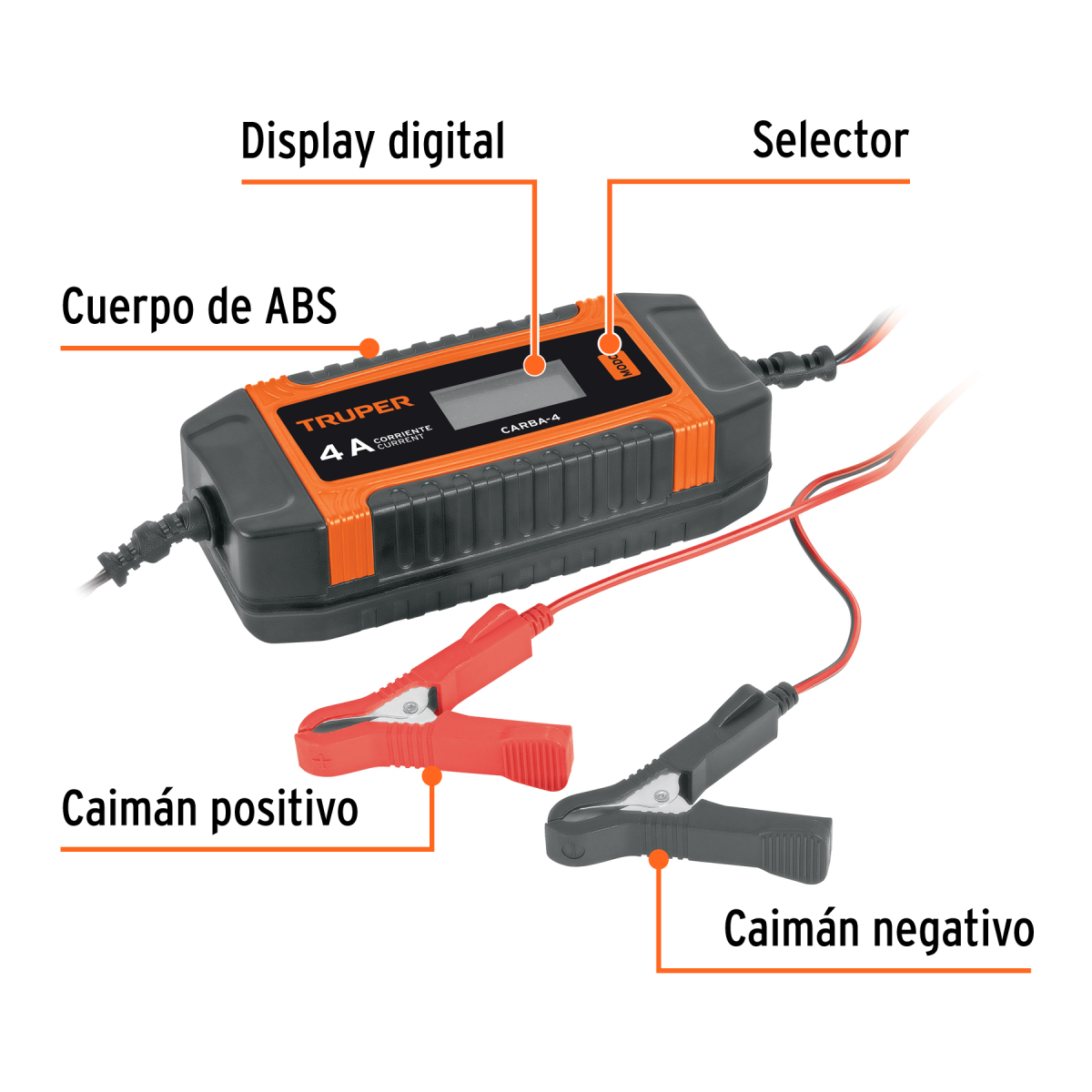 CARGADOR Y MANTENEDOR AUTOMATICO DE BATERIAS 4 A, 6 V Y 12 V TRUPER - Imagen 2
