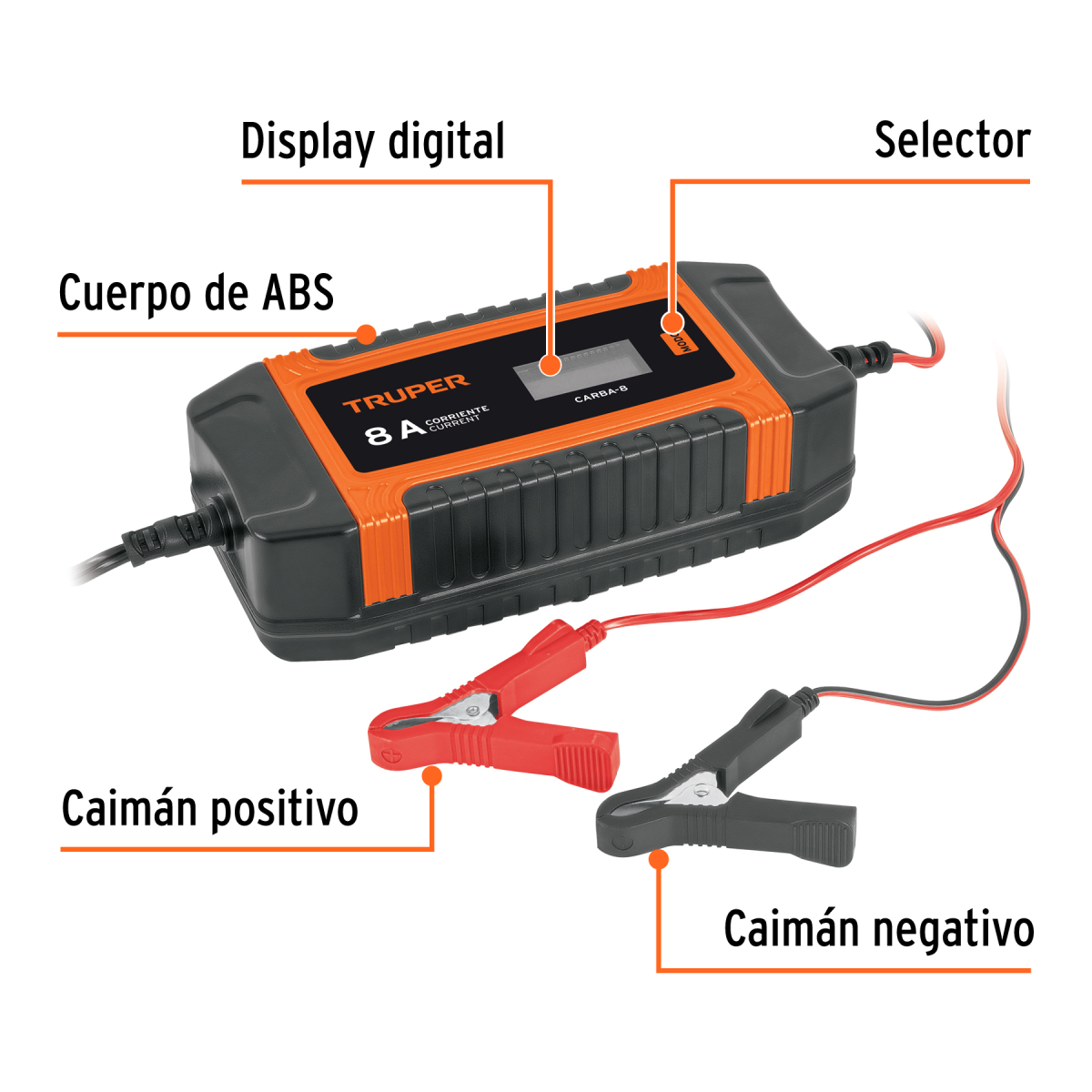 CARGADOR Y MANTENEDOR AUTOMATICO DE BATERIAS 8 A,12 V Y 24 V TRUPER - Imagen 2