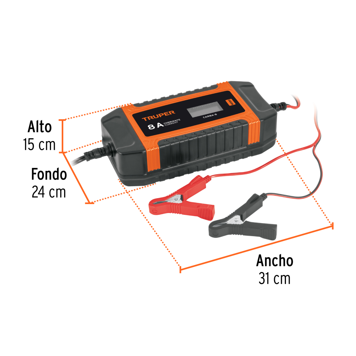 CARGADOR Y MANTENEDOR AUTOMATICO DE BATERIAS 8 A,12 V Y 24 V TRUPER - Imagen 3