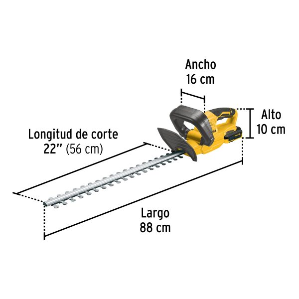 CORTASETOS INALAMBRICO 20 V 1 BATERIA 2 AH PRETUL - Imagen 3