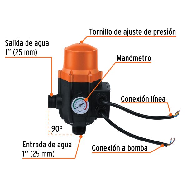 CONTROL AUTOMATICO DE PRESION DE BOMBAS PARA AGUA 90° TRUPER - Imagen 2