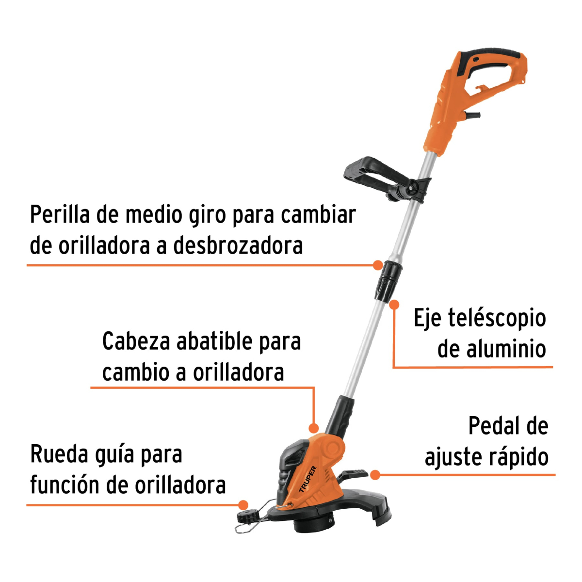 GUADAÑA ELECTRICA 550 W MANGO "D", 13" CORTE TRUPER - Imagen 2