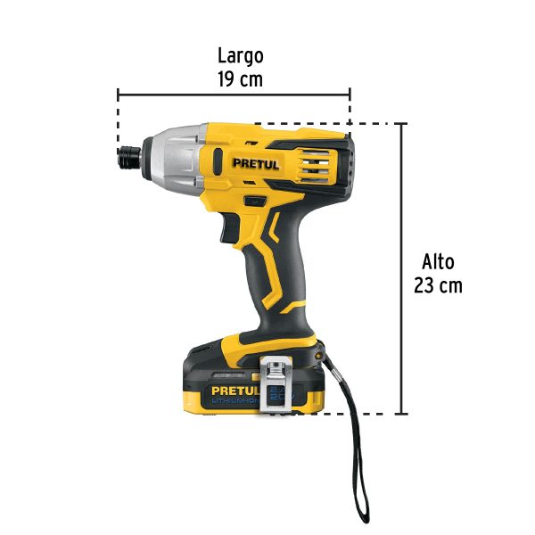 ATORNILLADOR DE IMPACTO 1/4" 20 V 1 BATERIA 2 AH PRETUL - Imagen 3