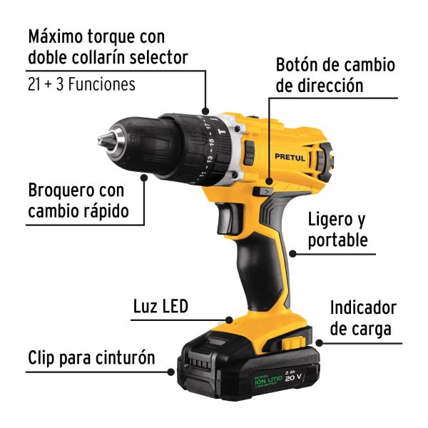 KIT ROTOMARTILLO 1/2" 20 V 32 ACCESORIOS PRETUL - Imagen 2