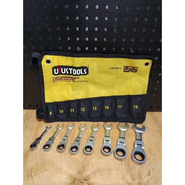 JUEGO DE 8 LLAVES COMBINADAS CORTAS FLEXIBLES CON RATCHET UYUSTOOLS - Imagen 2