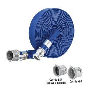 ROLLO DE MANGUERA PLANA 1" X 7.5 M DE DESCARGA CON CONEXIONES TRUPER