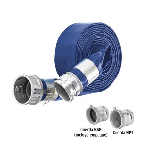 ROLLO DE MANGUERA PLANA 3" X 7.5 M DE DESCARGA CON CONEXIONES TRUPER