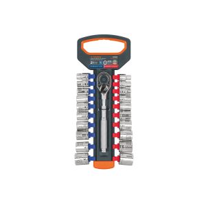 JUEGO DE COPAS MM Y STD CON RATCHET DE 3/8" 21 PIEZAS TRUPER