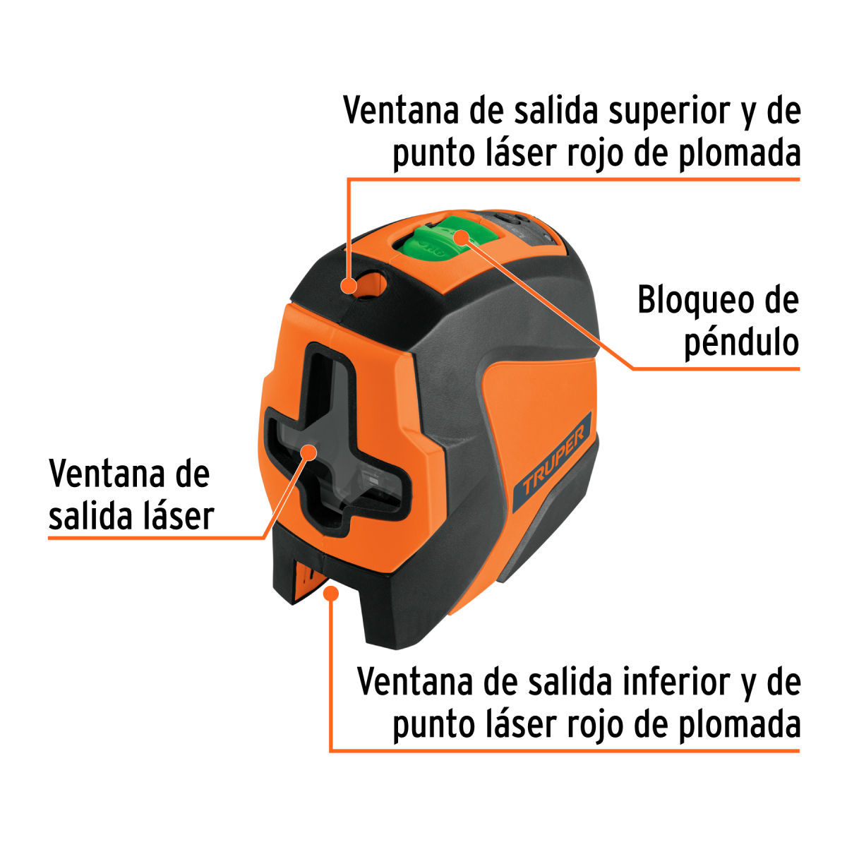 NIVEL LASER VERDE CON PLOMADA ALCANCE 30 M DE PILAS TRUPER - Imagen 2