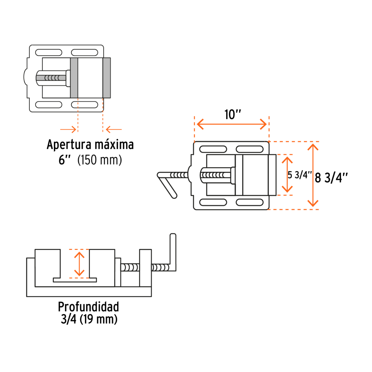 PRENSA MORSA PLANA APERTURA 6" ( 150 MM ) TRUPER - Imagen 4
