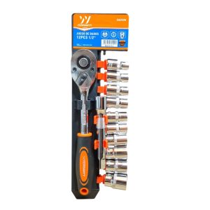 JUEGO DE COPAS 1/2″ + RATCHET 12 PIEZAS FERRAWYY