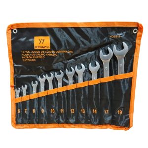 JUEGO DE 11 LLAVES COMBINADAS METRICAS SATINADAS FERRAWYY