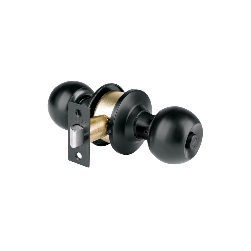 CERRADURA TIPO ESFERA CILINDRICO BAÑO NEGRO HERMEX BASIC