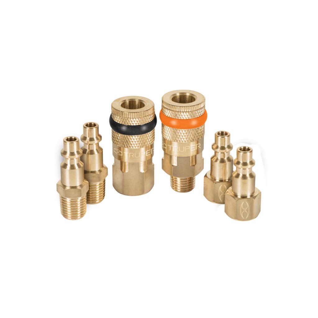 JUEGO DE 4 CONECTORES RAPIDOS Y 2 ACOPLES DE LATON TRUPER