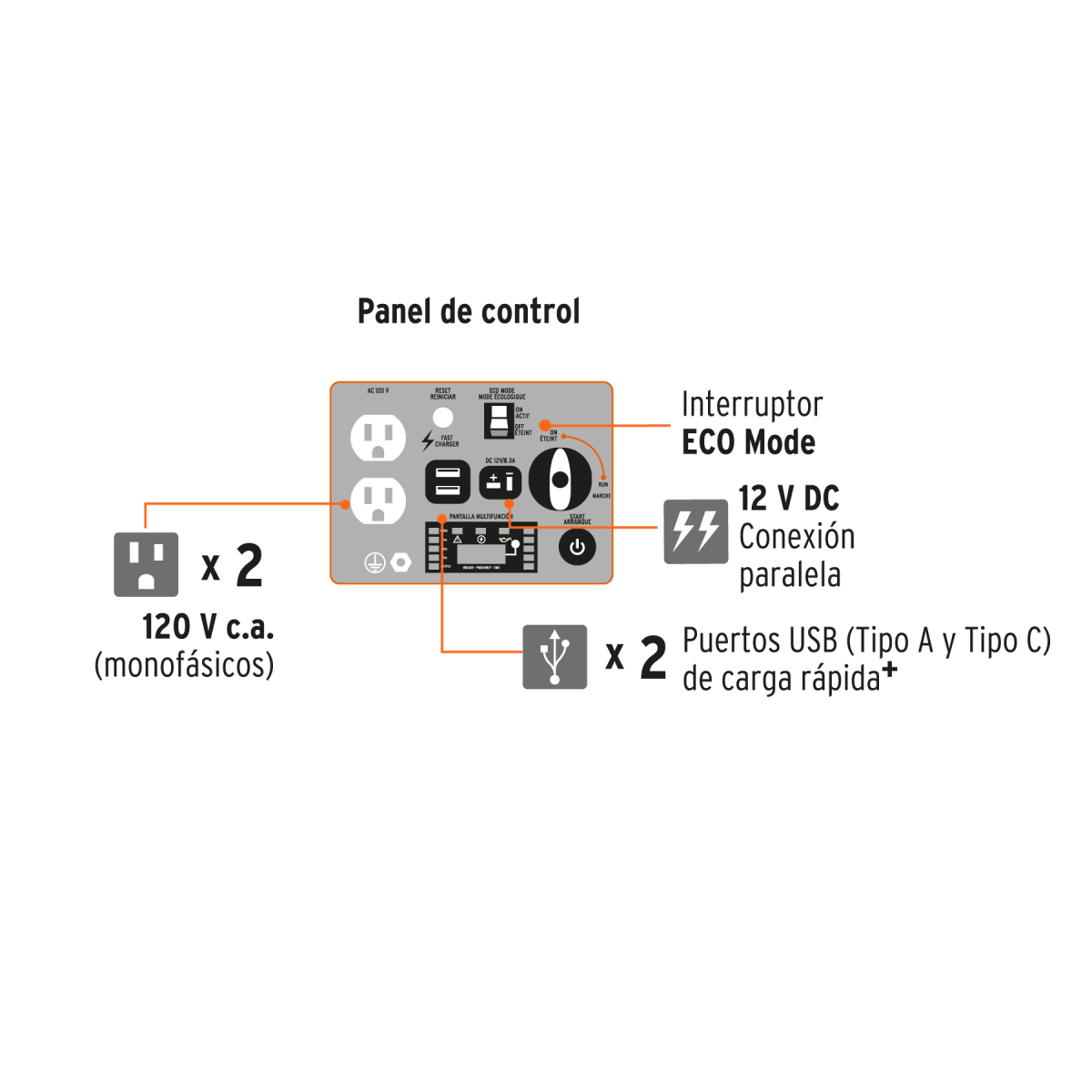 GENERADOR INVERSOR SILENCIOSO 2.2 KV 80 CC ENCENDIDO MANUAL TRUPER - Imagen 4