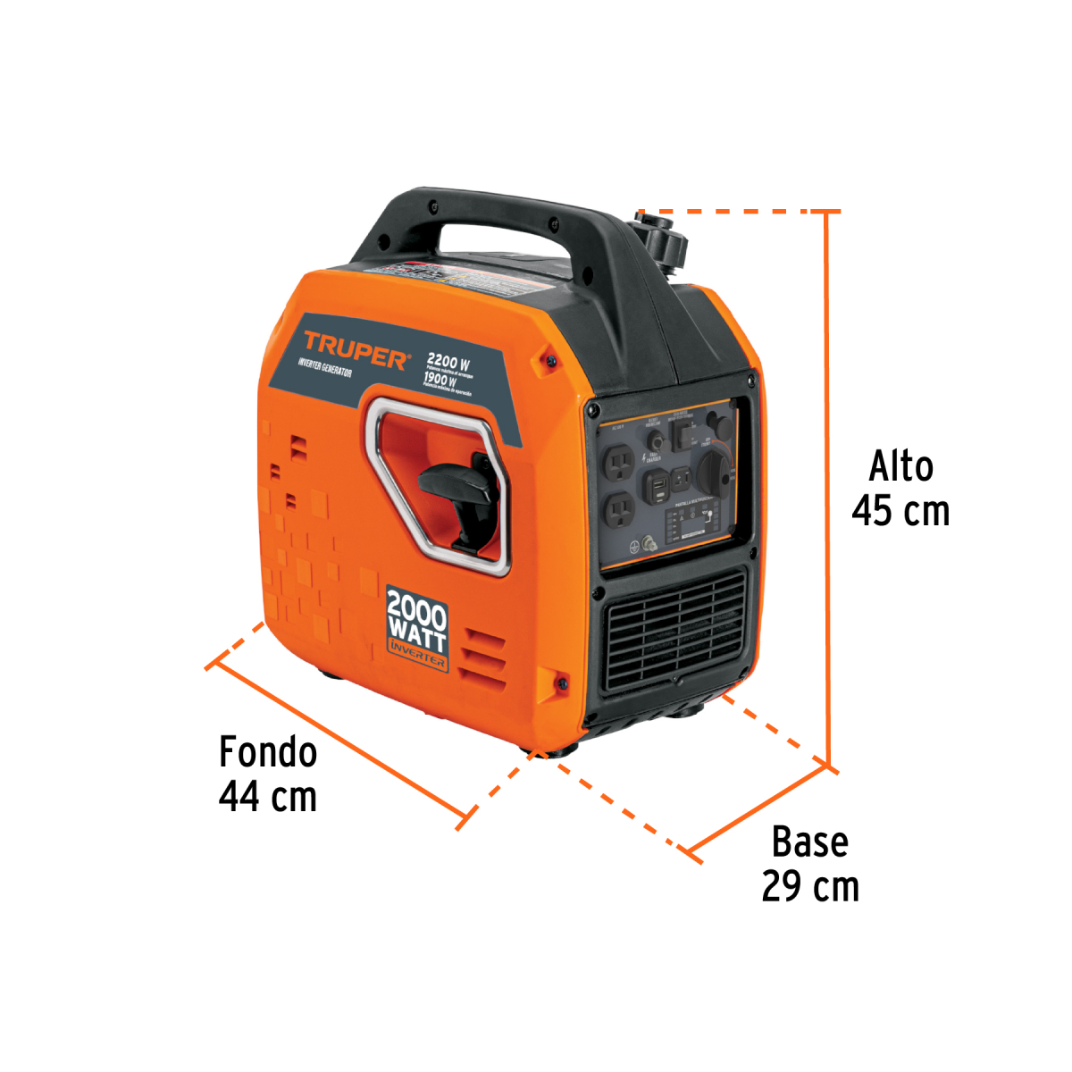 GENERADOR INVERSOR SILENCIOSO 2.2 KV 80 CC ENCENDIDO MANUAL TRUPER - Imagen 3