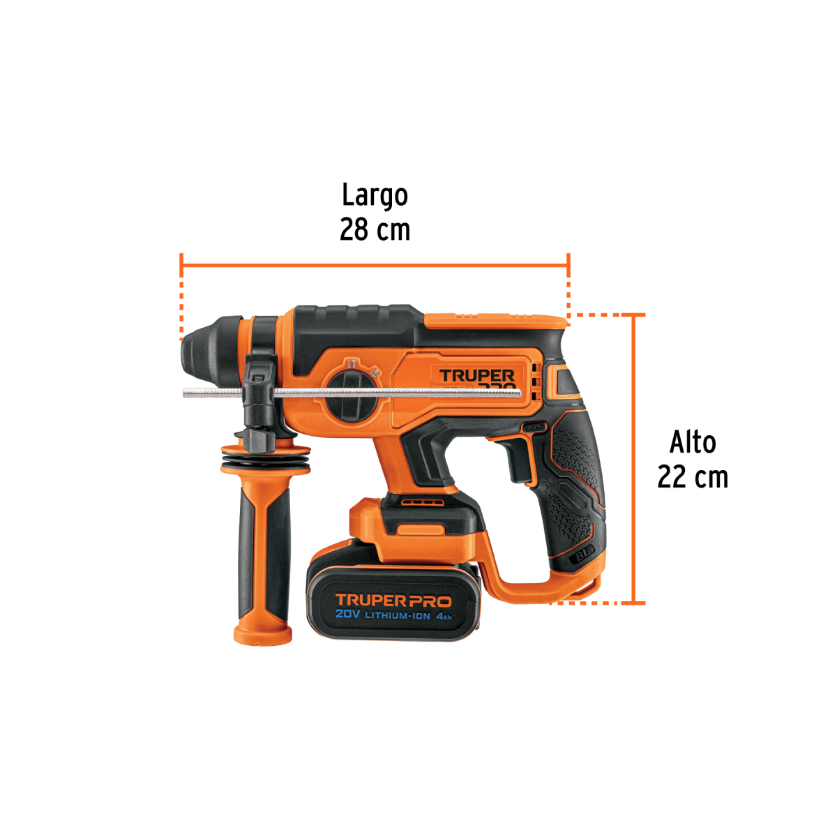 ROTOMARTILLO SDS PLUS / DESTORNILLADOR 20 V 2 J 1 BATERIA 4 AH TRUPER PRO - Imagen 3
