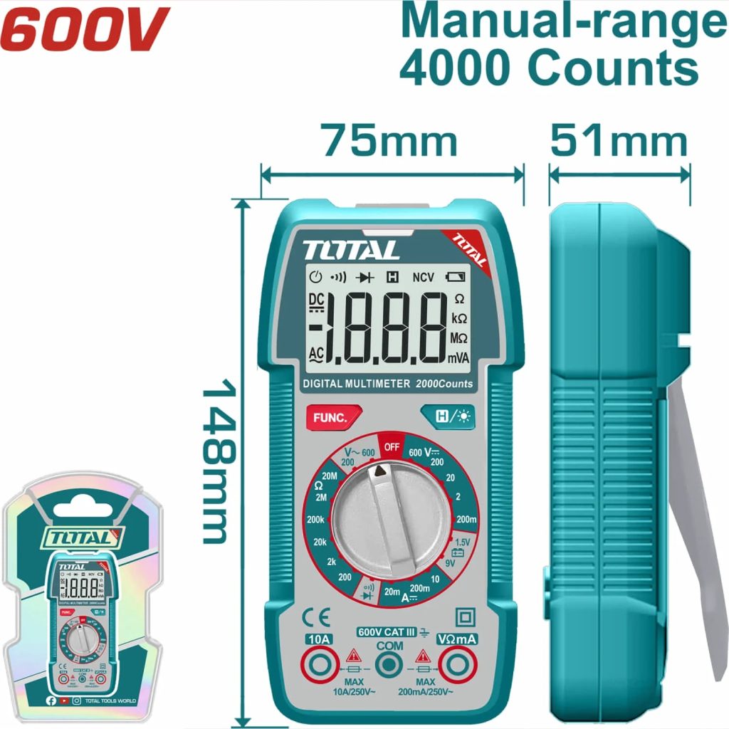 MULTIMETRO DIGITAL TRUE RMS AC / DC 600 V TOTAL