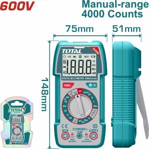 MULTIMETRO DIGITAL TRUE RMS AC / DC 600 V TOTAL