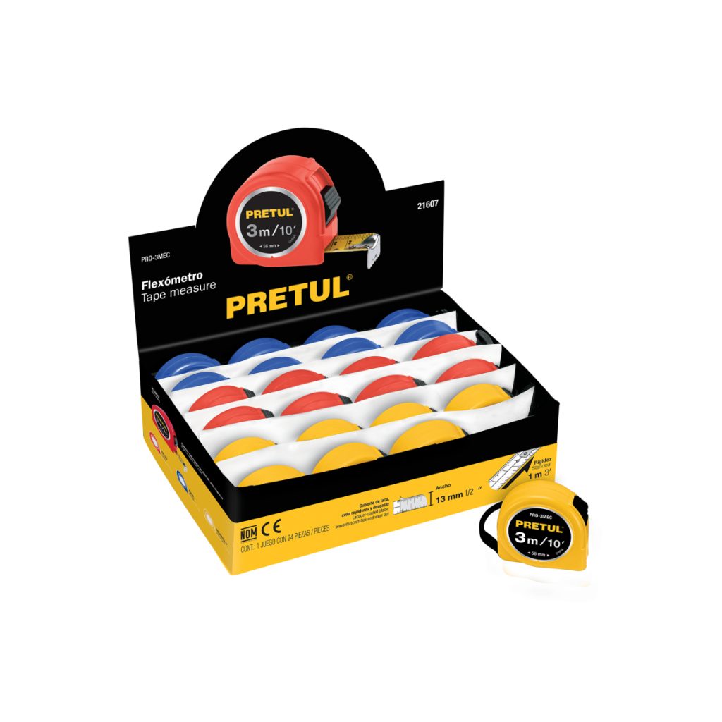 FLEXOMETRO 3 M CINTA 13 MM EN DISPLAY BOX PRETUL