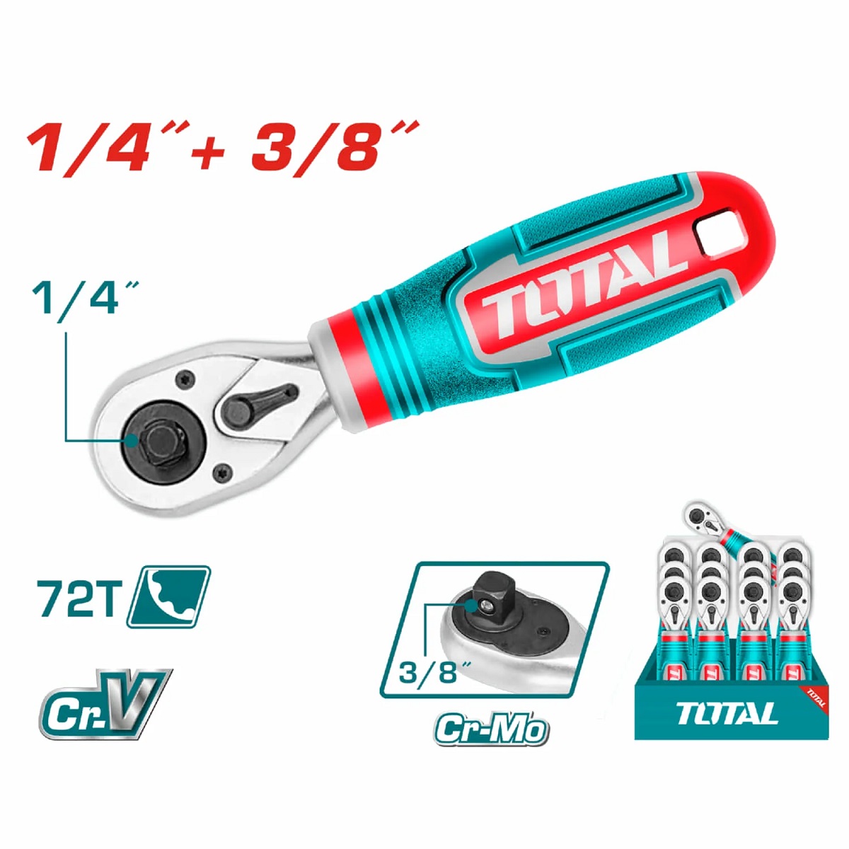 RATCHET 2 EN 1 DE 1/4" Y 3/8" TOTAL