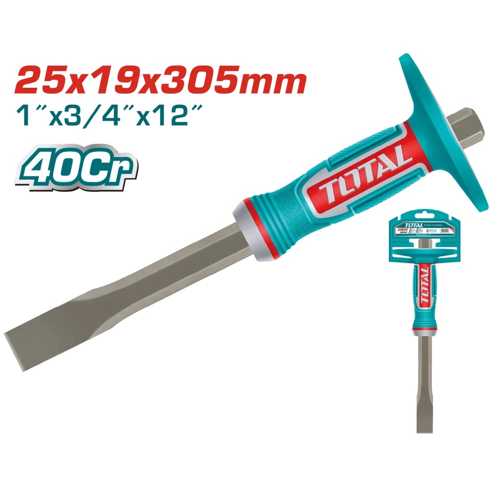 CINCEL PLANO PUNTA DE ACERO 1″ X 3/4″ X 12″ TOTAL
