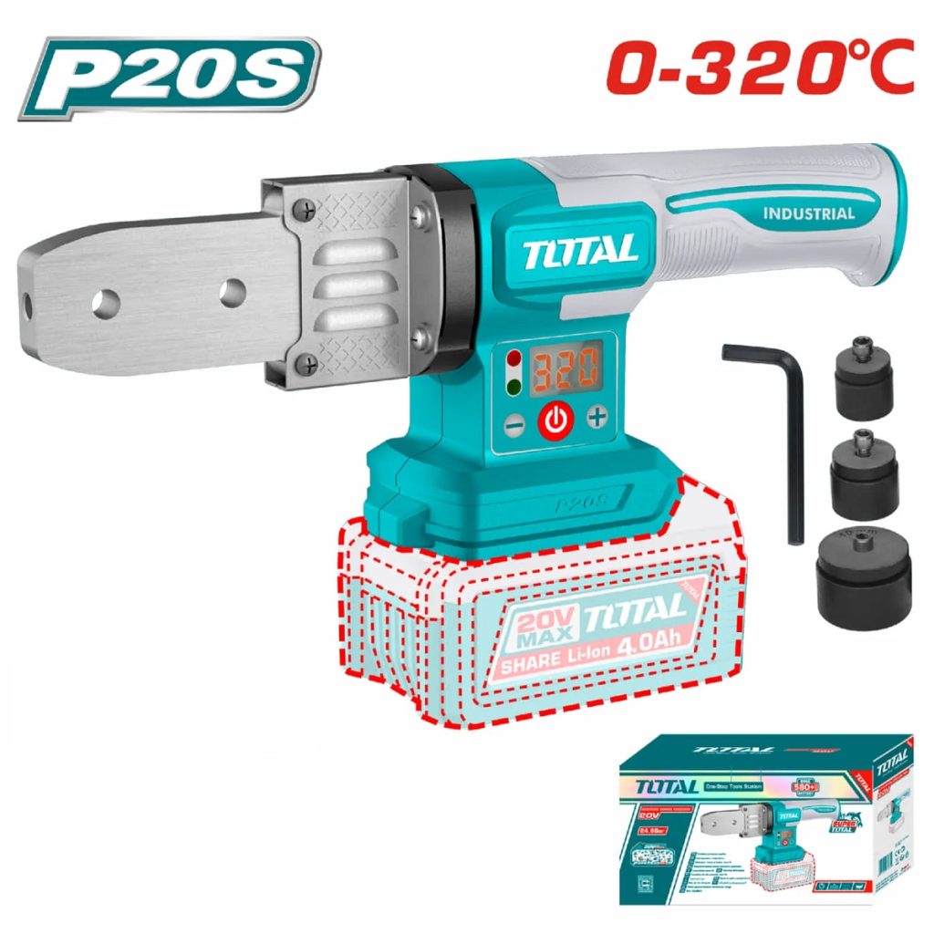 TERMOFUSORA SOLDADOR DE TUBOS PVC INALAMBRICA 20 V TOTAL