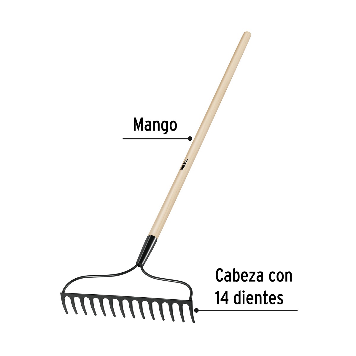 RASTRILLO JARDINERO 14 DIENTES PRETUL - Imagen 2