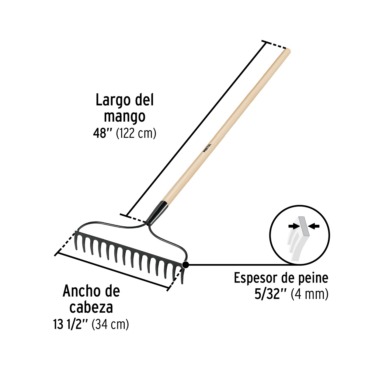 RASTRILLO JARDINERO 14 DIENTES PRETUL - Imagen 3