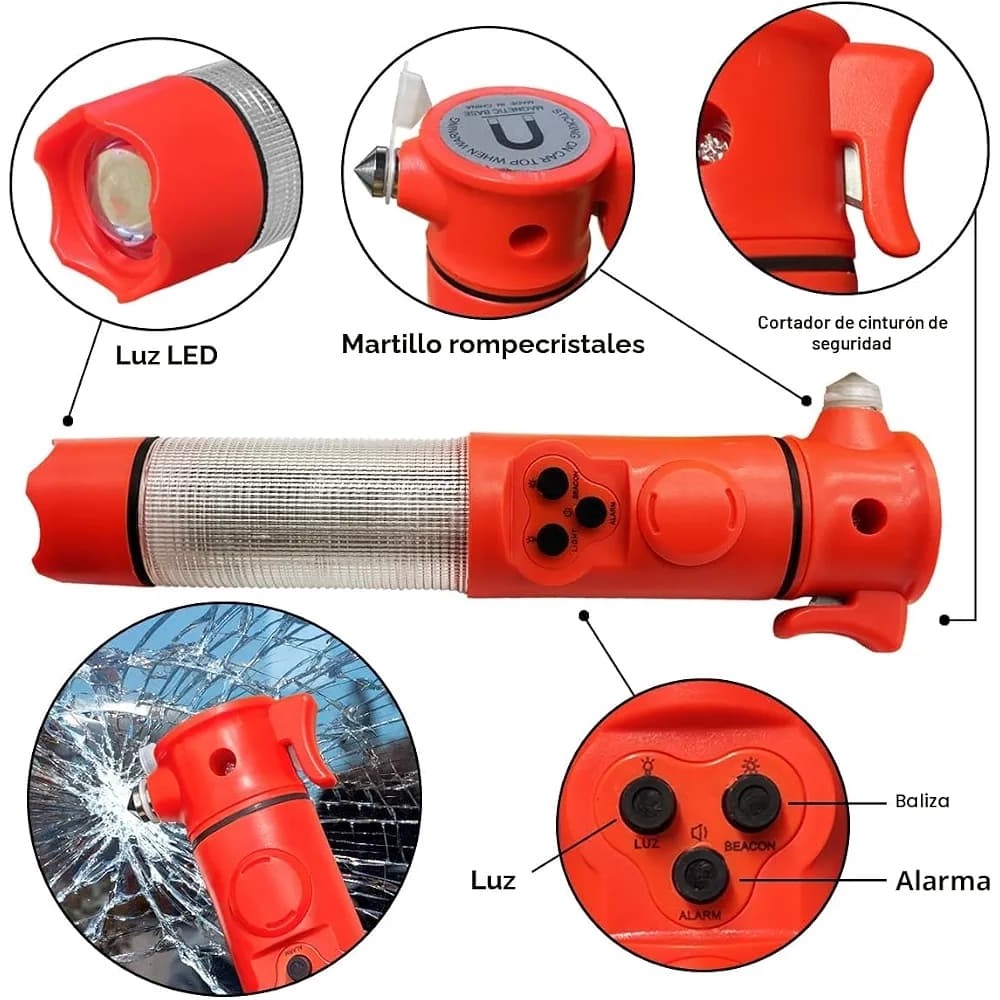 MARTILLO DE EMERGENCIA 5 FUNCIONES - Imagen 2