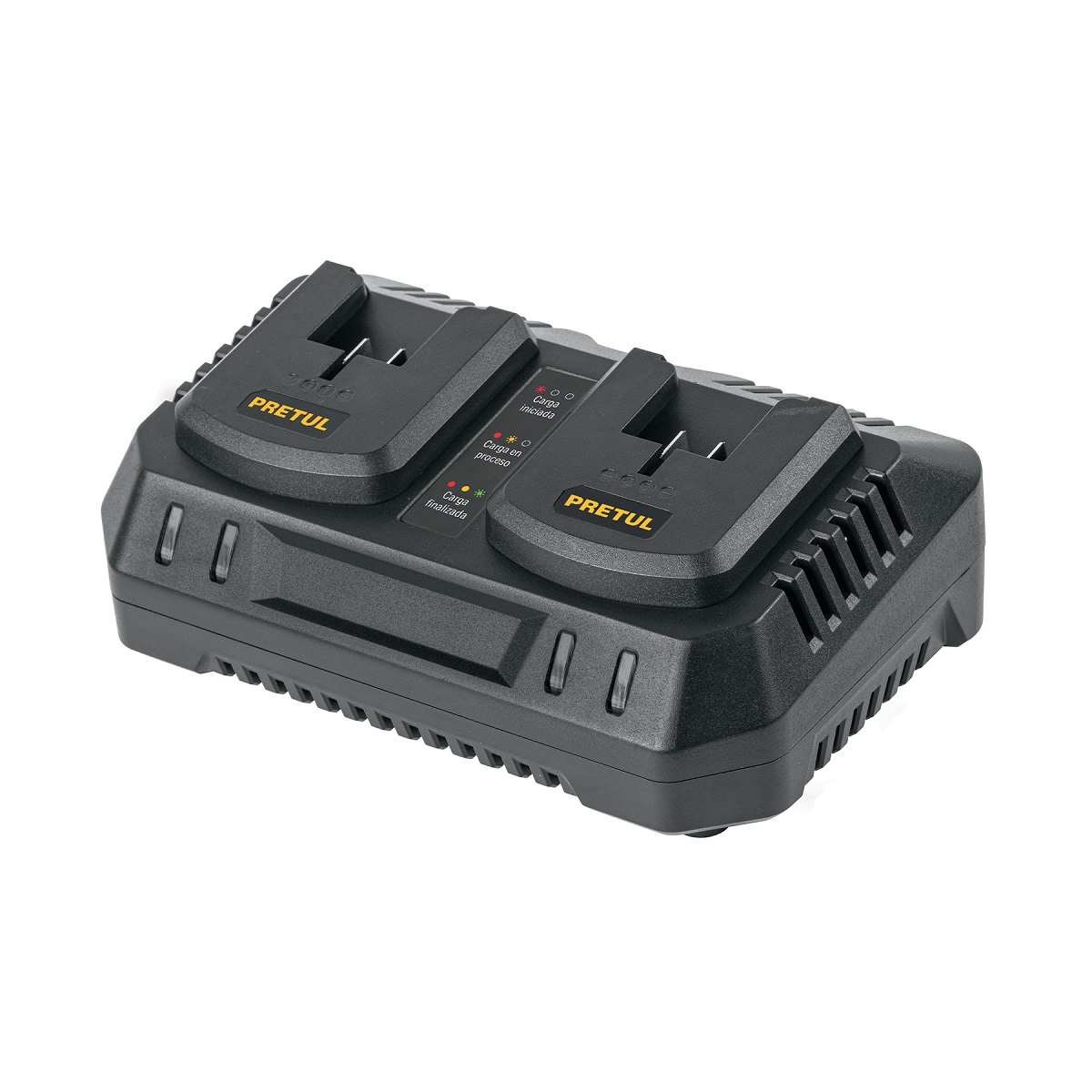 CARGADOR DUAL DE BATERIAS DE ION LITIO 20 V PRETUL