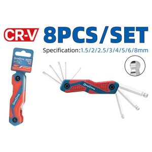 JUEGO DE 8 LLAVES PLEGABLES BRISTOL PUNTA DE BOLA DONG CHENG