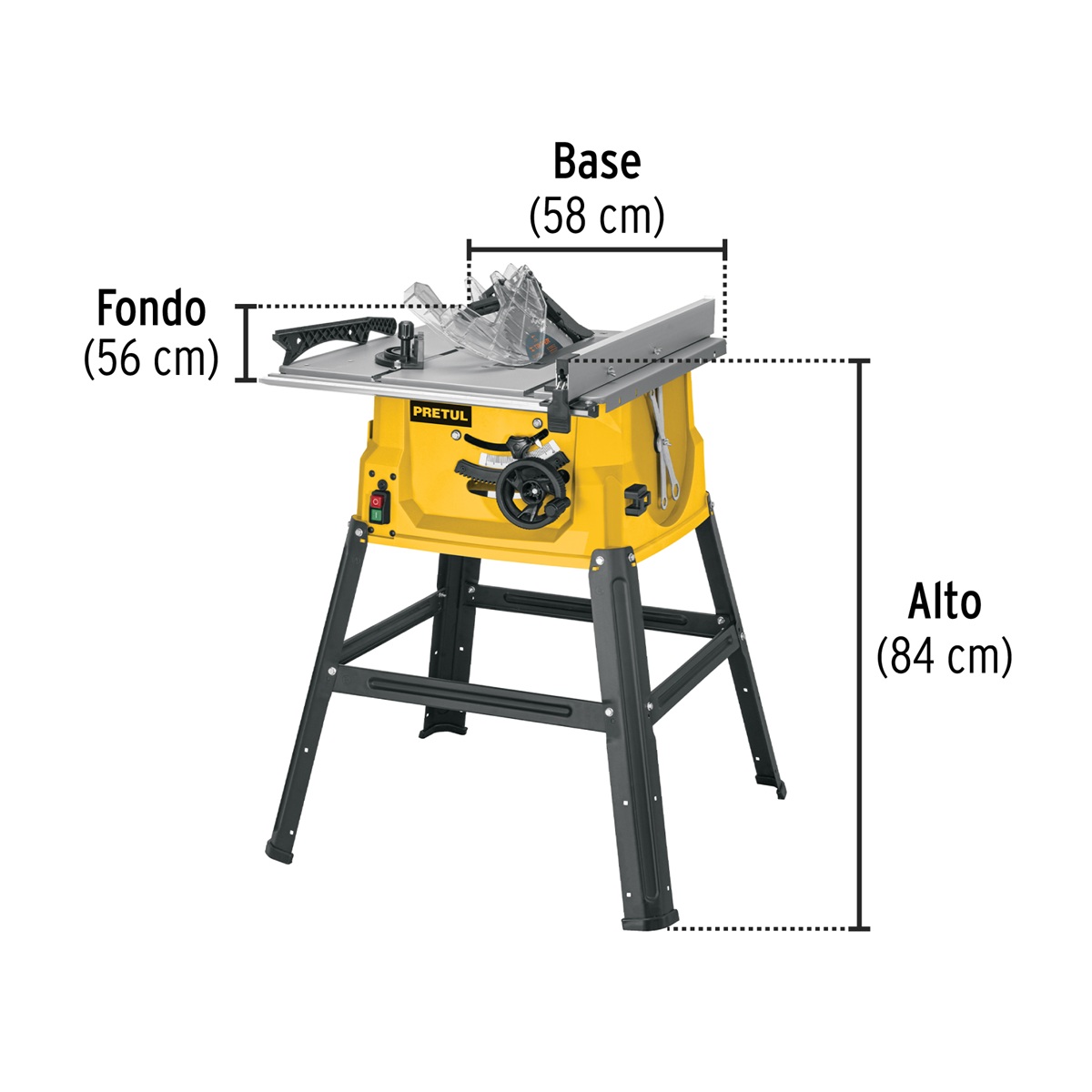 SIERRA DE MESA 10" 2-1/2" 1900 W CON BASE PRETUL - Imagen 3
