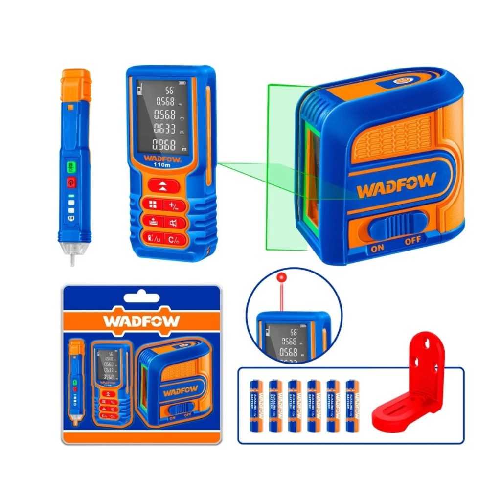 SET NIVEL LASER, MEDIDOR DE DISTANCIA LASER Y DETECTOR VOLTAJE